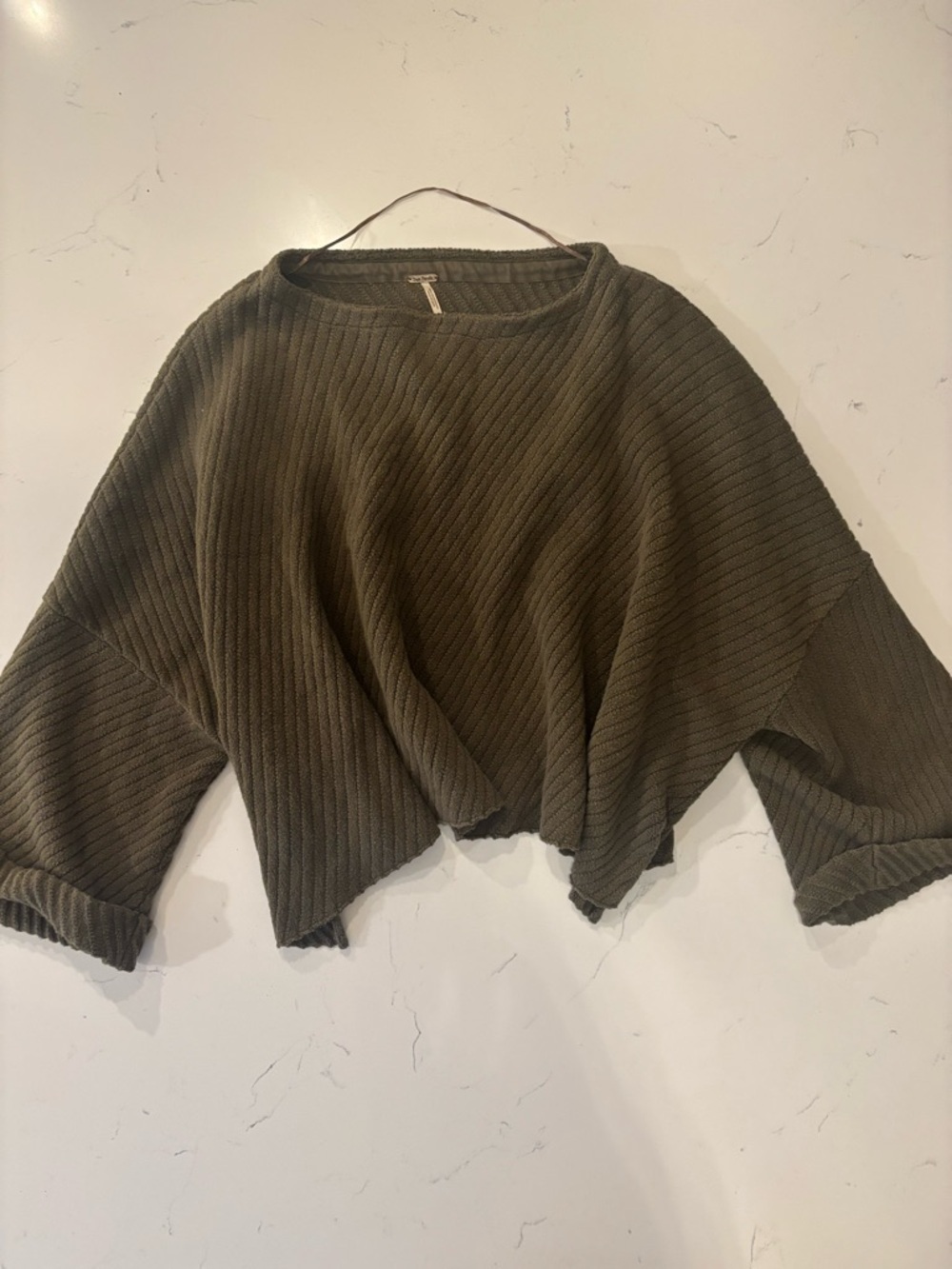 Free People “I Can’t Wait” Sweater Moss Green Oversized Cropped Boho
Women S - Picture 3 of 7